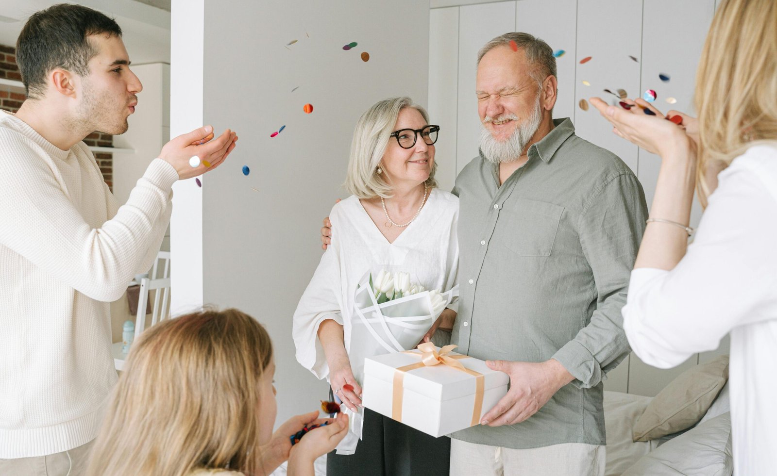 Happy family with sharp-minded grandparent